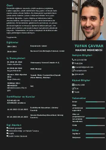 Makine Mühendisi Cv Örnekleri cv indir